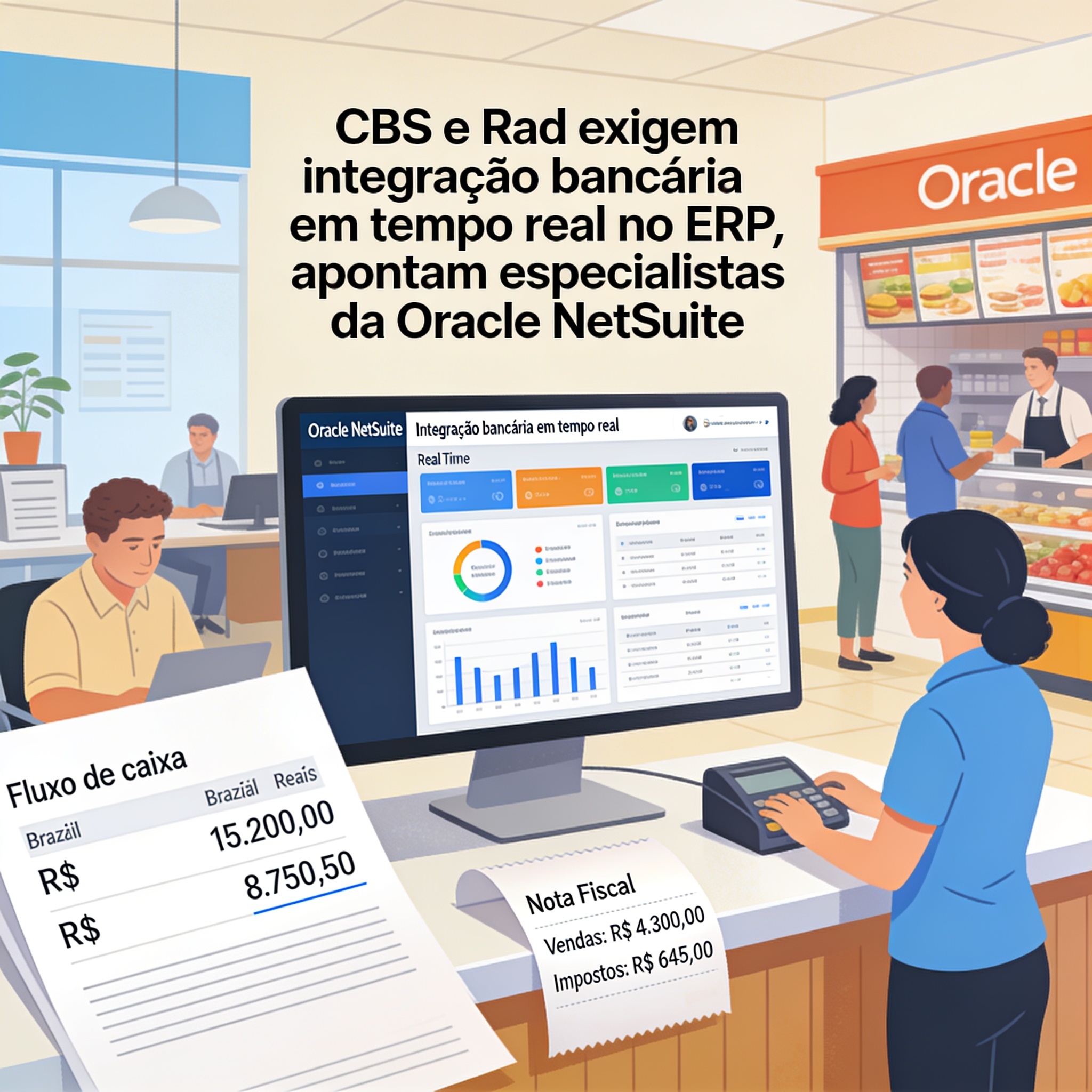 CBS e Rad exigem integração bancária em tempo real no ERP, apontam especialistas da Oracle NetSuite
