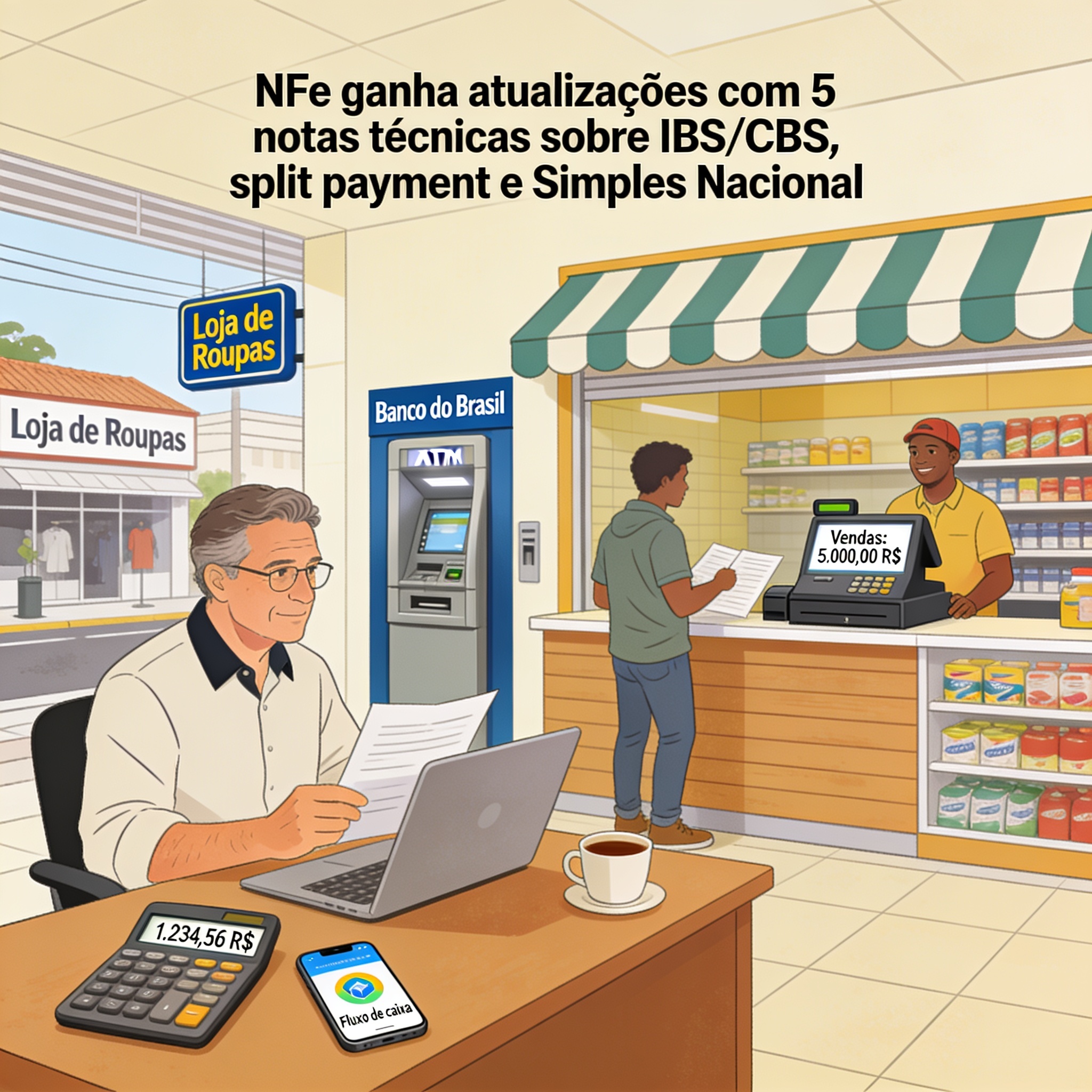 NFe ganha atualizações com 5 notas técnicas sobre IBS/CBS, split payment e Simples Nacional